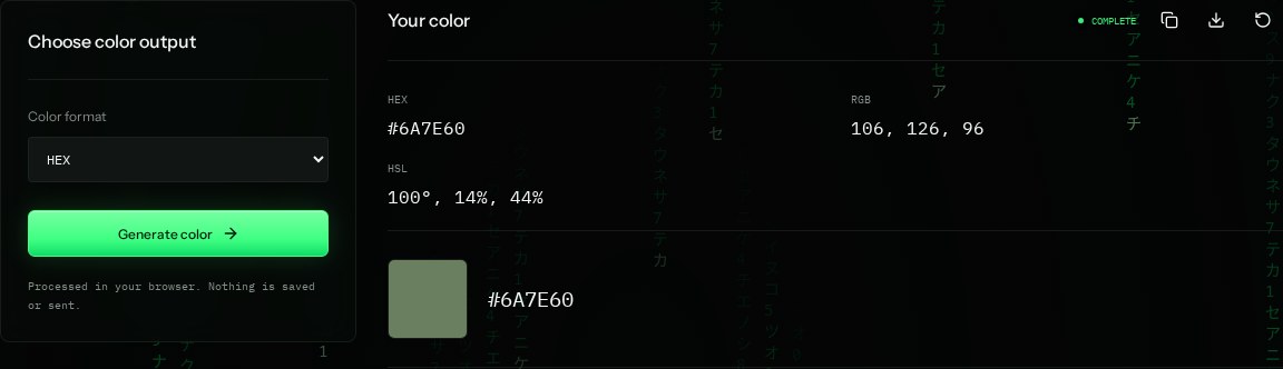 Random color input settings and example results in SiteTrace